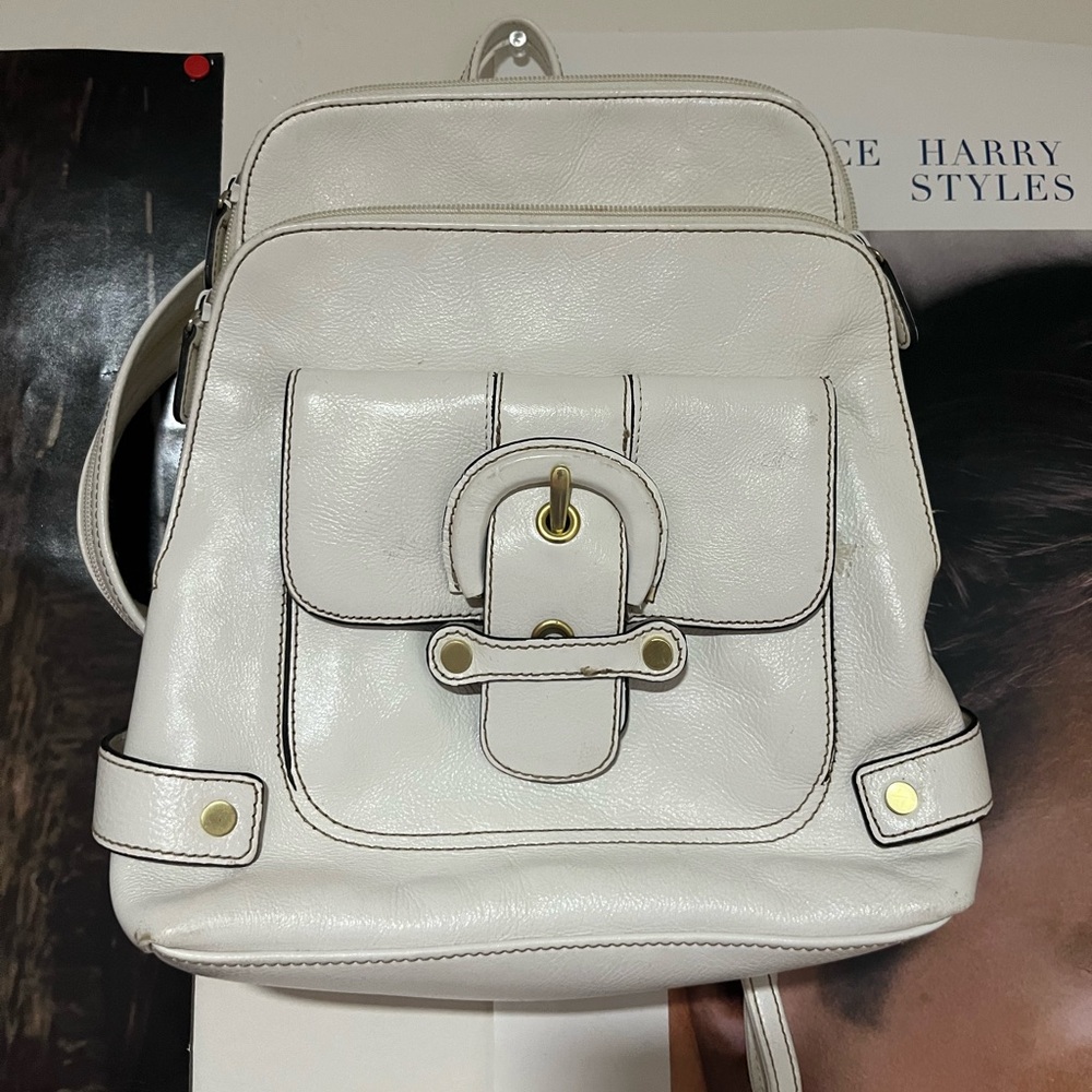 White Leatherette Women’s Backpack Bag